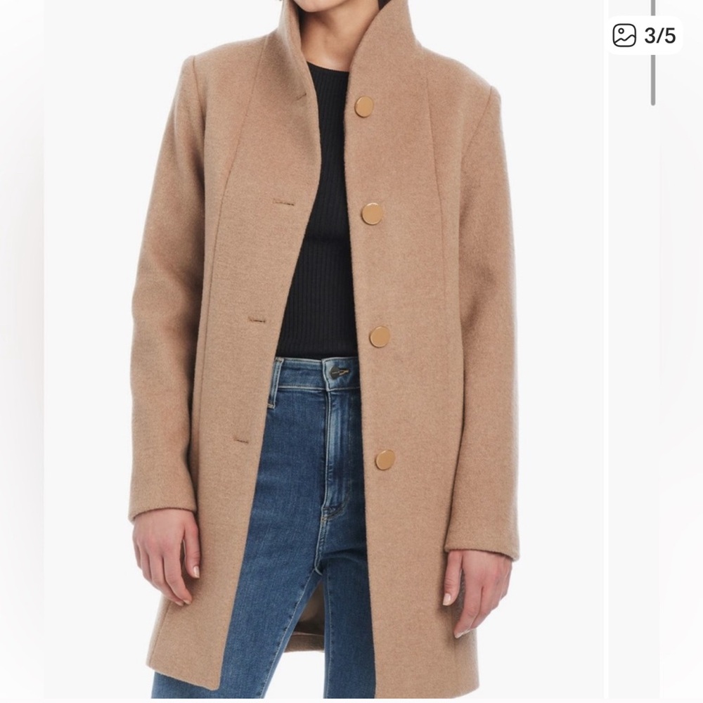 NWT - Kate Spade New York High Neck Wool Blend Coat in Camel - Size XL